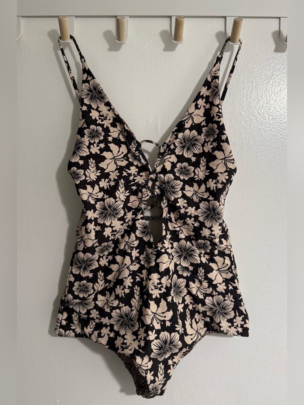 acacia swimwear Black & Cream Floral One-Piece Swimsuit